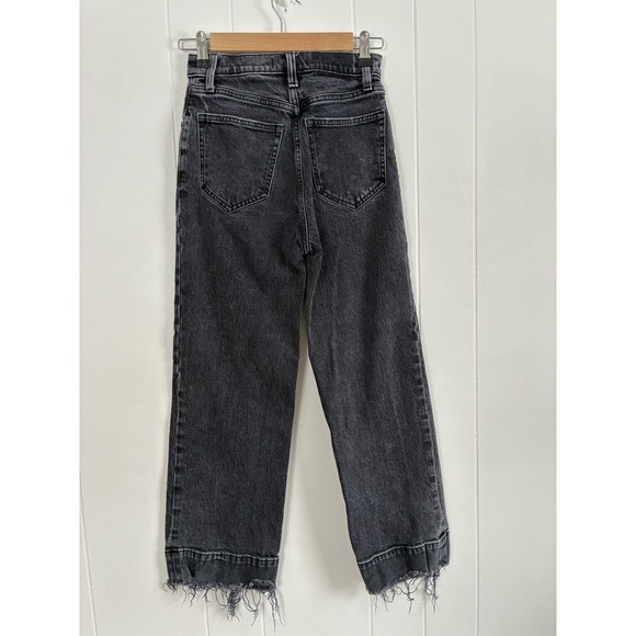 Abercrombie Fitch Ultra High Rise Crop Button Fly Jeans Charcoal Wash Size 24 - Picture 8 of 8